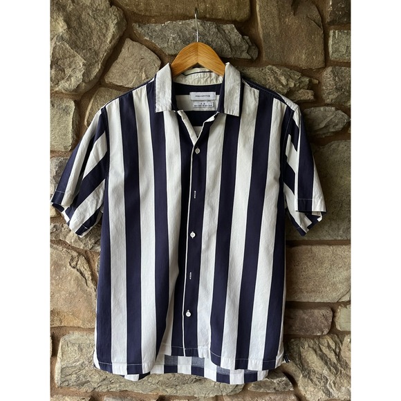 Urban Outfitters Other - Urban Outfitters Mens Navy Blue White Striped Short Sleeve Button Down Shirt